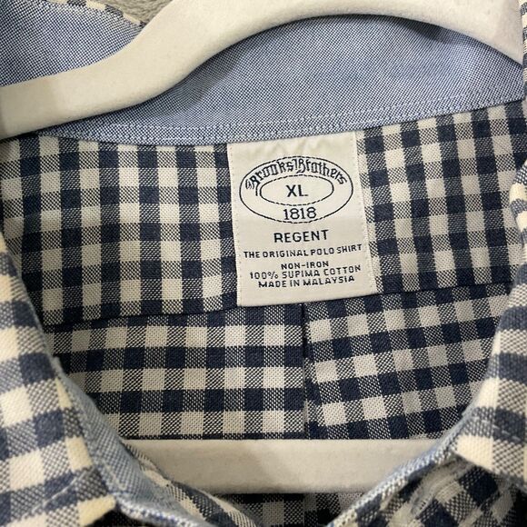 Brooks Brothers 1818 Shirt Men XL Blue Check Gingham Non Iron Regent Button Down - Picture 3 of 10